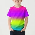 thumbnail image 1 of BRGZLK Kids Funny Graphics T-Shirts Summer Crewneck Gradient Print Pattern Short Sleeve Round Neck Trendy Cozy Top T Shirt for Boys Girls Green 7-8 Years, 1 of 4
