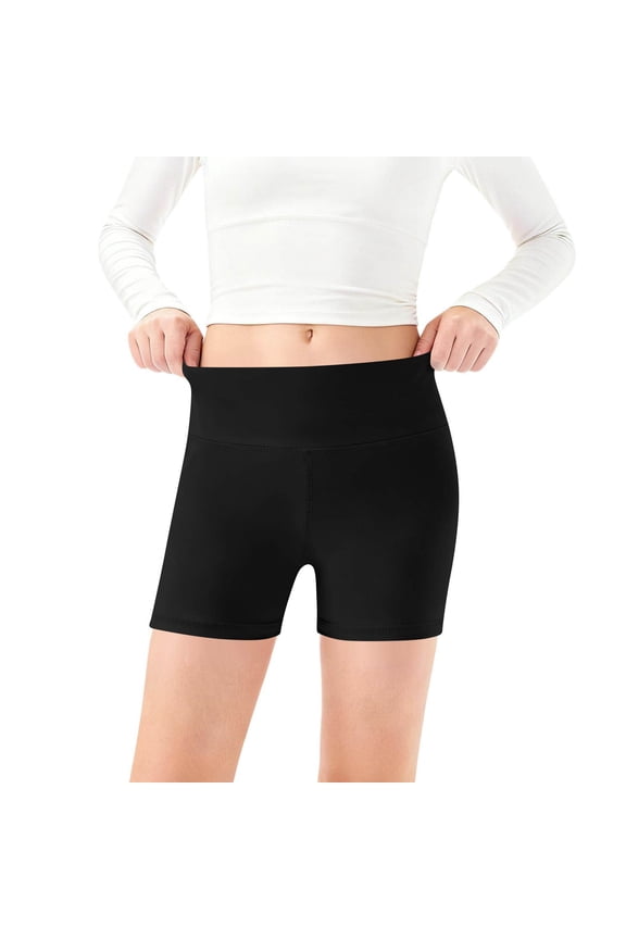 Kids Girls Athletic Shorts High Waisted Spring Summer Soft Comfy Lightweight Base Layer Yoga Shorts for Bike Running Dance Black 5-6 Years