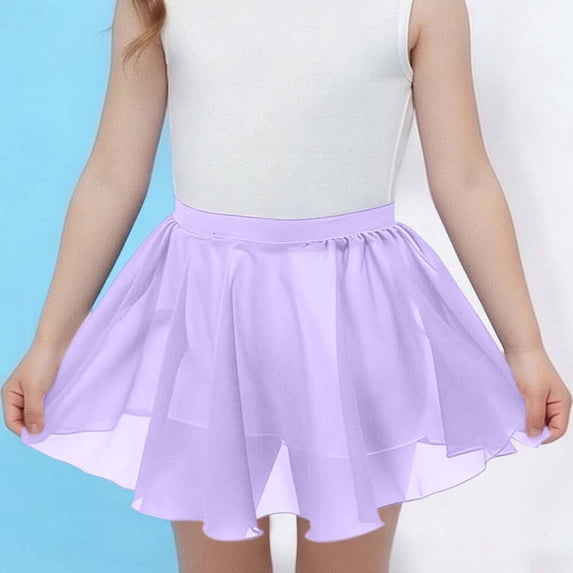BRGZLK Kids Girls Ballet Skirts Summer Elastic Waist Lightweight Mesh Breathable Comfortable Chiffon Solid Color Dance Practice Tulle Skirt for Teen Girls Purple 10-11 Years