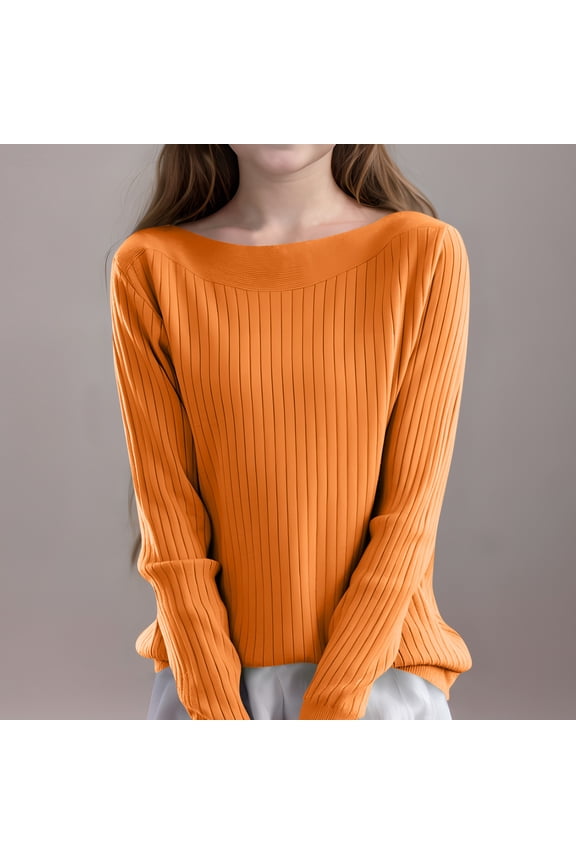 Kids Girls Boys Fall New Knit Sweater Cute Solid Color Round Neck Long Sleeve Warm Knit Pullover Tops Orange 14-15 Years