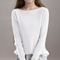 thumbnail image 1 of BRGZLK Kids Girls Boys Fall New Knit Sweater Cute Solid Color Round Neck Long Sleeve Warm Knit Pullover Tops White 8-9 Years, 1 of 3