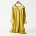 thumbnail image 1 of BRGZLK Kids Girls Modal Nightdress Cute Lace Midi Nightgown Long Sleeve Round Neck Casual Comfortable Sleep Dress Yellow 14-15 Years, 1 of 3