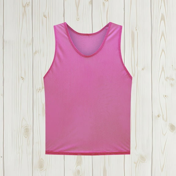 BRGZLK Kids Girls Sleeveless Tank Tops Breathable Hollow Back Mesh Athletic Tank Tops Summer Casual Workout Running Tennis Sports Shirts Hot Pink 9-13 Years