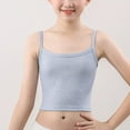 thumbnail image 1 of BRGZLK Kids Girls Spaghetti Strap Top Development Period Anti-Bulge Training Bra Stretch Seamless Comfortable Breathable Thin Bra Blue 9-10 Years, 1 of 6