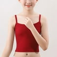 thumbnail image 1 of BRGZLK Kids Girls Spaghetti Strap Top Development Period Anti-Bulge Training Bra Stretch Seamless Comfortable Breathable Thin Bra Red 8-9 Years, 1 of 6