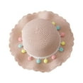thumbnail image 1 of BRGZLK Kids Girls Straw Hat Summer Cute Colorful Pom Pom Decor Wide Brim Woven Sun Protection Bucket Cap for Holiday Birthday Party Pink One Size, 1 of 1