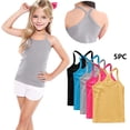 thumbnail image 1 of BRGZLK Kids Girls Camisole Tank Tops 5 Pack Spaghetti Strap Halter Y-Back Dance Tank Tops Summer Casual Solid Color Soft Comfort Breathable Cami Vest Yellow 8-9 Years, 1 of 5