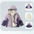 thumbnail image 1 of BRGZLK Kids Hooded Rain Jacket 3-In-1 Detachable Liner Fleece Winter Trendy Color-Blocked Long Sleeve Windproof Waterproof Warm Coat with Pockets Purple 3-4 Years, 1 of 6