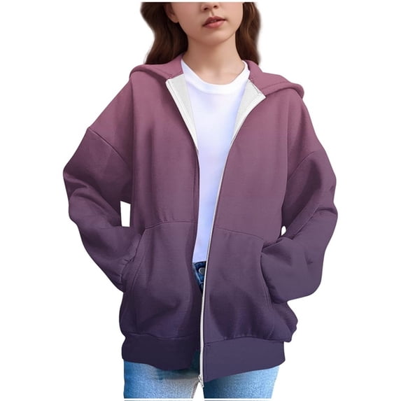 BRGZLK Kids Hoodies Jacket Full Zip Long Sleeve Sweatshirts Gradient Color Shirts Coat Fall Winter Casual Outwear for Boys Girls Brown 4-5 Years