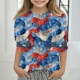 thumbnail image 1 of BRGZLK Kids Independence Day 3/4 Sleeve T-Shirts American Flag Tees Cute Round Neck Casual Pullover Top For Middle And Large Children's Boys And Girls Multicolor 9-10 Years, 1 of 5