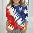 thumbnail image 1 of BRGZLK Kids Independence Day Patriotic Top USA Flag Printed 3/4 Sleeve Round Neck Pullover Bottoming Shirt For Middle And Large Children's Boys And Girls Multicolor 7-8 Years, 1 of 5