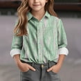 thumbnail image 1 of BRGZLK Kids Long Sleeve Button-Down Shirts Boys Girls Trendy Regular Print Classic Collared Casual T-Shirt Green 15-16 Years, 1 of 5