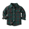 thumbnail image 1 of BRGZLK Kids Long Sleeve Plaid Lapel Shirts Fall Winter Fashion Cotton Button Up Shirt for Boys Girls Preppy Clothes Green 12-18 Months, 1 of 5