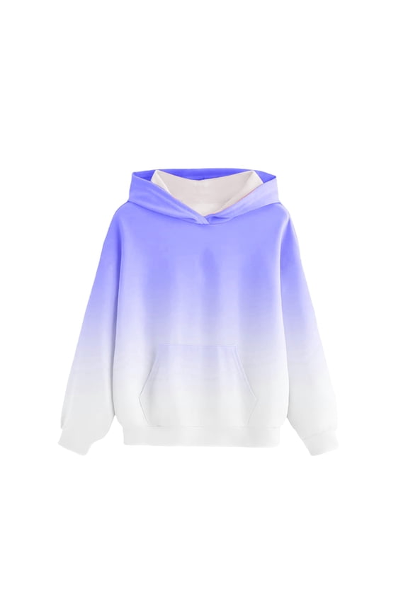 Kids Long Sleeved Hoodies Trendy Gradient Pattern Loose Pullover Top Soft Comfortable Fall Hooded Sweatshirt Blue 9-10 Years