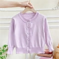 thumbnail image 1 of BRGZLK Kids Long Sleeved Knitted Cardigan Girls Cute Solid Color Loose Round Neck Button Casual Knitted Sweater Outerwear Purple 1-2 Years, 1 of 3