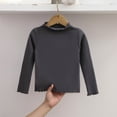 thumbnail image 1 of BRGZLK Kids Long Sleeved T-Shirt Girls Fall Winter Cute Solid Color Ruffled Base Layer Top Loose Round Neck Casual Versatile T-Shirt Gray 3-4 Years, 1 of 5