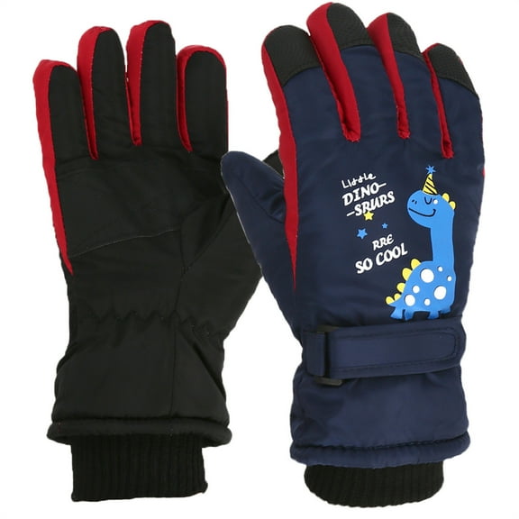 BRGZLK Kids Ski Gloves Riding Waterproof Snow Ski Gloves Warm Windproof Adjustable Outdoor Mittens for Boys Girls 5-9 Years Navy One Size