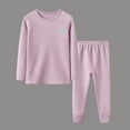 thumbnail image 1 of BRGZLK Kids Thin Warm Underwear Set Boys Girls Fall Winter Double-Sided Brushed Fleece Lined Base Layers Top and Long Pants Lightweight Warm 2 Piece Outfit Set Purple 15-16 Years, 1 of 8