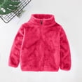 thumbnail image 1 of BRGZLK Kids Unisex Fleece Full-Zip Jacket Fall Winter Fashion Solid Color Long Sleeved Soft Lightweight Fuzzy Warm Coat Hot Pink 3-4 Years, 1 of 3