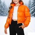 thumbnail image 1 of BRGZLK Kids Winter Coats Short Style Hoodless Light Casual Sports Warm Fashion Long Sleeved Padded Coat for Girls Boys Orange 1-2 Years, 1 of 5