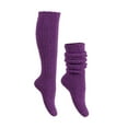 thumbnail image 1 of BRGZLK Knee High Socks for Womens Thermal Japanese Style Long Winter Sock Boot Mid Calf Stocking Wool Solid Color Warmers Socks Purple One Size, 1 of 1