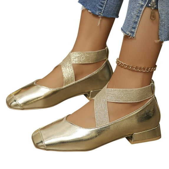BRGZLK Lacquered Mary Shoes Shallow Cut Rectangular Toe One Foot Style Single Shoe