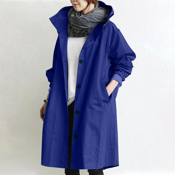 BRGZLK Ladies Winter Trench Coats Hooded Lapel Neck Outwear with Belt Plain Slim Outerwear Double Breasted Warm Jacket Ladies Elegant Women Long Parka Coat for Work Office