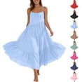 thumbnail image 1 of BRGZLK Linen Dresses For Women 2026 Cotton Cami Lounge Dress Casual Loose Solid Color Spaghetti Strap Dresses Summer Beach Suspender Long Dress Vacation Sundress, 1 of 7