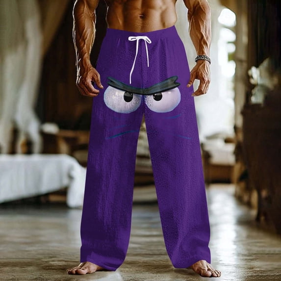 BRGZLK Linen Pants Men Beach Funny Graphic Pant Loose Casual Elastic Waist Drawstring Trousers Summer Vacation Outfits