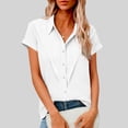 thumbnail image 1 of BRGZLK Linen Shirts for Women Spring Summer Trendy Loose Fit Breathable Button Down Short Sleeve Work Casual Business Blouses White L, 1 of 5