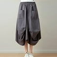 thumbnail image 1 of BRGZLK Linen Skirts for Women Summer Trendy Novelty Elastic Waist Solid Color Loose Plus Size Baggy Lantern Skirt with Pocket Dark Gray Free Size, 1 of 6