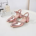 thumbnail image 1 of BRGZLK Little Kids Girls Bow Rhinestone Sandals Closed Pointed Toe Slingback High Heels French Style Fashion Sandals for Summer Daily Hot Pink 12.5(Little Kids), 1 of 6