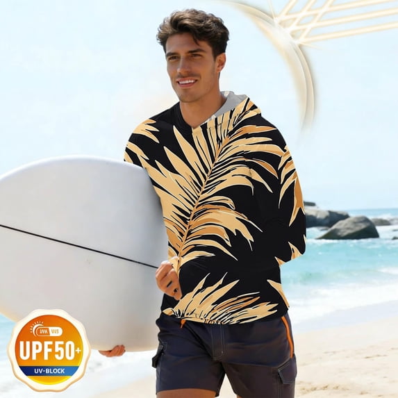 BRGZLK Long Sleeve Hooded Sun Protection Shirt For Men Shoulder Insert Quick Dry Breathable Lightweight For Summer Outdoor Casual Sports Hiking Fishing Beach