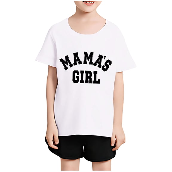 BRGZLK MAMAS GIRL Print T Shirts Fashion Round Neck Short Sleeve Casual T Shirt Casual Summer Comfortable Loose Fit Breathable Tops Shirt Unisex White 6-7 Years