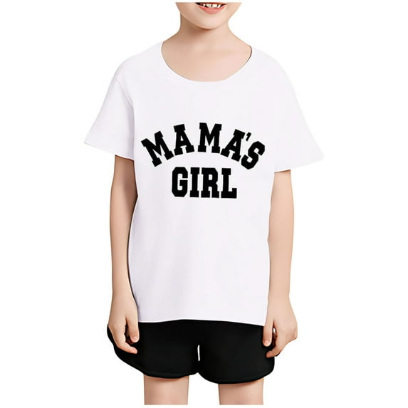 BRGZLK MAMAS GIRL Print T Shirts Fashion Round Neck Short Sleeve Casual T Shirt Casual Summer Comfortable Loose Fit Breathable Tops Shirt Unisex White 2-3 Years