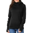 thumbnail image 1 of BRGZLK Maternity Cowl Neck Hoodie Tops Casual Fashion Solid Color Diagonal Zipper Long Sleeve Hoodie Pullover Blouse Black XL, 1 of 5