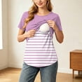 thumbnail image 1 of BRGZLK Maternity Nursing Tshirt for Womens Trendy Short Sleeve Stripe Patchwork Breastfeeding Tops Pregnant Breathable Comfortable Tees Pink S, 1 of 8