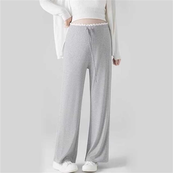 BRGZLK Maternity Pants Spring Summer Solid Color Elastic Waist Soft Comfy Loose Fit Stretchy Outerwear Belly Support Pregnancy Pants Gray M