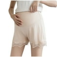 thumbnail image 1 of BRGZLK Maternity Safety Shorts Summer Lightweight Anti-Wardrobe Malfunction Solid Color Lace Trim Leggings Maternity Comfy Loose Fit Breathable 3" Shorts Khaki M, 1 of 4