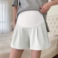 thumbnail image 1 of BRGZLK Maternity Shorts Plus Size Over The Belly 3" Shorts Stretch Pleated Tailored Work Comfy Casual Dressy Shorts for Outerwear White XL, 1 of 5
