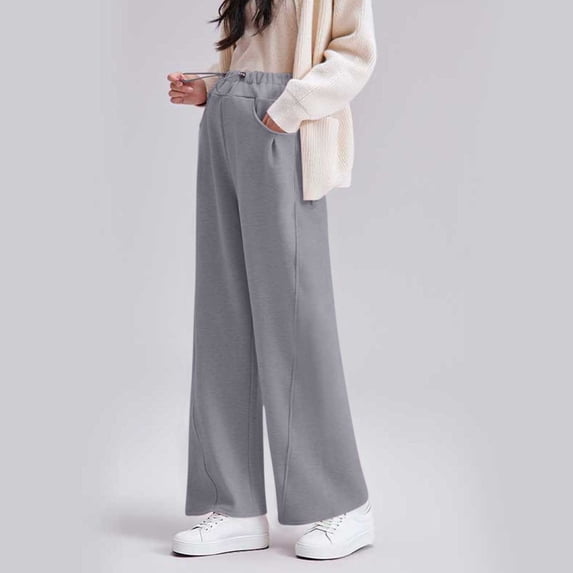 BRGZLK Maternity Wide Leg for Women Summer Casual Solid Color Drawstring Elastic Waist Soft Comfy Outerwear Belly Support High Waisted Baggy Sweat Pants Gray L