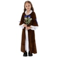 thumbnail image 1 of BRGZLK Medieval Princess Costume Solid Color Long Sleeve Round Neck Gown French Retro Long Skirt Flower Girl Dress Robe Gown Brown 11-12 Years, 1 of 5