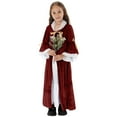thumbnail image 1 of BRGZLK Medieval Princess Costume Solid Color Long Sleeve Round Neck Gown French Retro Long Skirt Flower Girl Dress Robe Gown Red 9-10 Years, 1 of 5