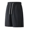 thumbnail image 1 of BRGZLK Men Beach Shorts Solid Color Elastic Waist Drawstring Walk Bottoms Lightweight Breathable Casual Trunks with Pockets, 1 of 6
