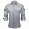thumbnail image 1 of BRGZLK Men Business Casual Satin Shirt Long Sleeve Turn Down Collar Trendy Cozy Button Up Shirt Top Party Shirt Gray S, 1 of 5