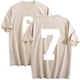 thumbnail image 1 of BRGZLK Men Casual Round Neck 67 Print Sports Tops Washed Cotton Vintage Streetwear T Shirt Unisex Short Sleeve T Khaki XL, 1 of 5