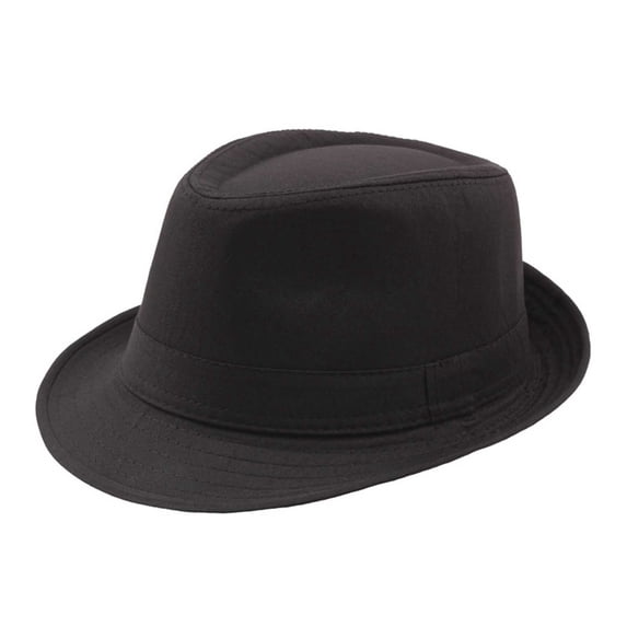 BRGZLK Men Fedora Hat Classic Solid Color Summer Outdoor Beach Sun Cap Elegant Short Brim Jazz Hat for Men Women Taking Photo Black Free Size