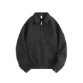 thumbnail image 1 of BRGZLK Men Jacket Fashion Solid Color Simple Turn Down Collar Zipper Loose Casual Jacke with Pockets Black XXL, 1 of 5