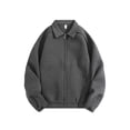 thumbnail image 1 of BRGZLK Men Jacket Fashion Solid Color Simple Turn Down Collar Zipper Loose Casual Jacke with Pockets Dark Gray S, 1 of 5