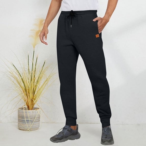 BRGZLK Men Jogger Sweatpants Trendy Pants Relaxed Fit Textured Casual Gym Solid Color Jacquard Drawstring Elastic Waist Sweatpants with Pockets Comfy